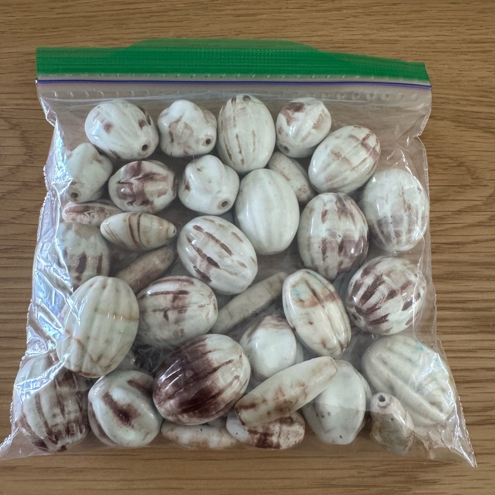 Dymo Bulk White & Brown Ceramic Beads – 445 Grams for Jewelry Making